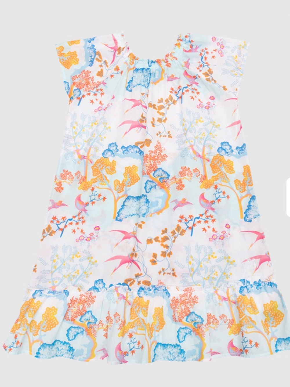 VILEBREQUIN Girl's Peace Tree-Print GIZELLE Ruffle Trim Dress